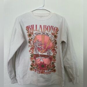 Billabong Cream and Pink Graphic Sweatshirt